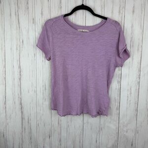 Free People We the Free Lavender Short Sleeve Top Lettuce hem XL